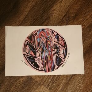 Abstract Art Print with Pink and Black Accents